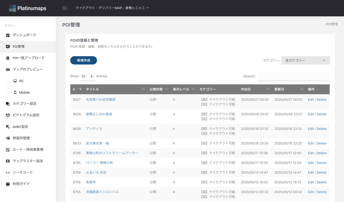 店舗ごとの表示の変化